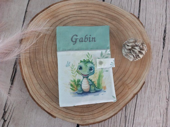 Protège carnet de santé crocodile / uni vert clair