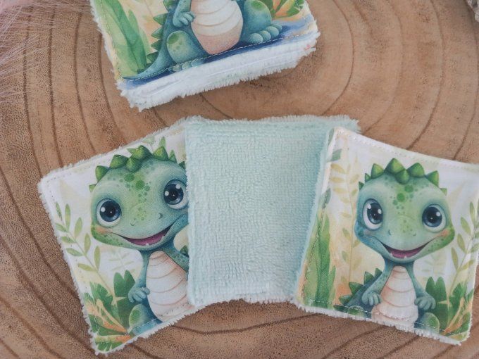 Lingettes 9x9 cm crocodile / micro-éponge bambou verte