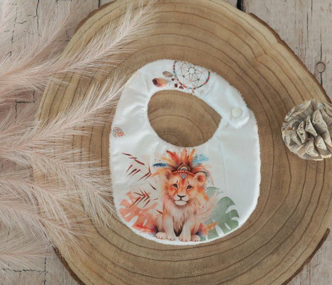 Bavoir rond lion boho