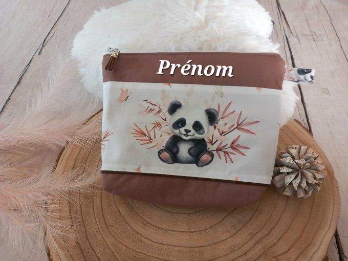 Trousse de toilette panda / uni marron