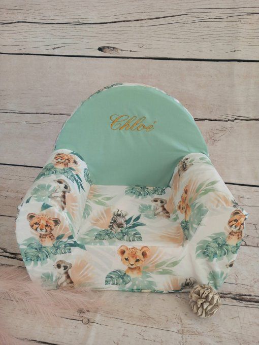 Fauteuil club enfant animaux verts