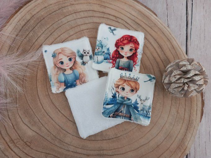 Lingettes 9x9 cm princesses / micro-éponge bambou blanche