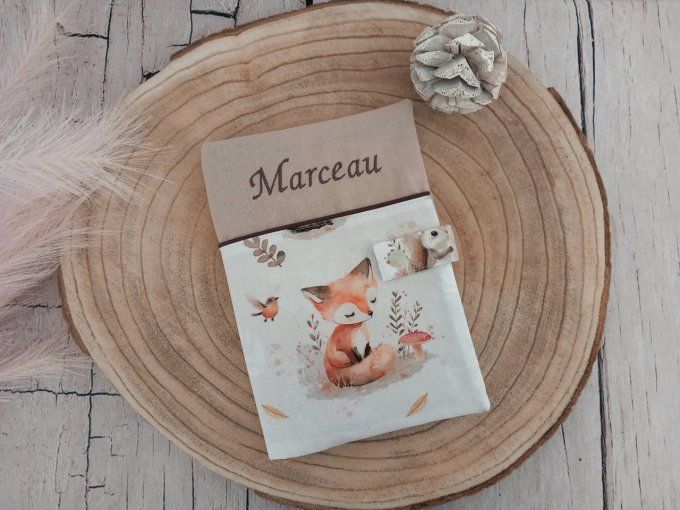 Protège carnet de santé animaux de la forêt / uni beige