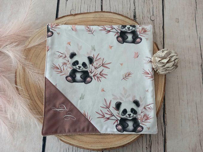 Serviette de table 30 x 30 cm panda / uni marron