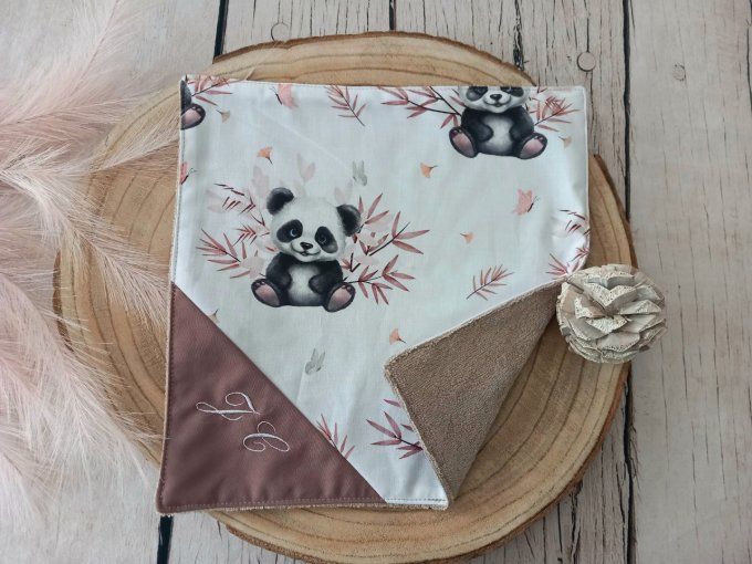 Serviette de table 30 x 30 cm panda / uni marron