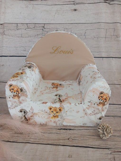 Fauteuil enfant animaux beiges